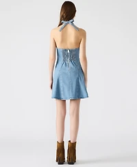 Steve Madden Women's Malia Stretch Denim Halterneck Dress