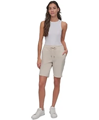 Dkny Sport Women's Cotton Logo Pull-On 10" Bermuda Shorts