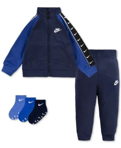 Nike Baby Boys 2 Piece Zip Up Tricot Tracksuit 3 Pack Gripper Ankle Socks