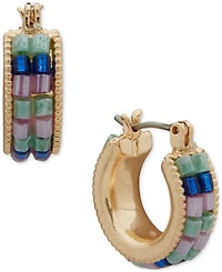 lonna & lilly Gold-Tone Multi Beaded Small Hoop Earrings, 0.55"