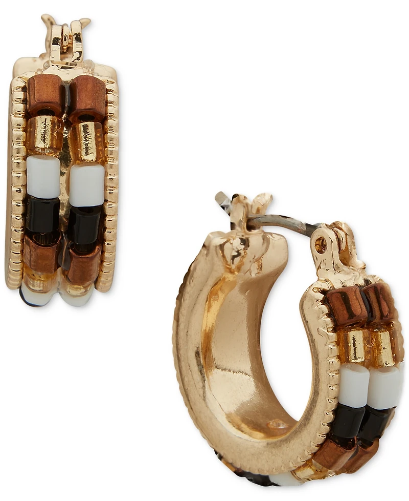 lonna & lilly Gold-Tone Multi Beaded Small Hoop Earrings, 0.55"