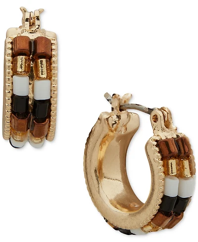 lonna & lilly Gold-Tone Multi Beaded Small Hoop Earrings, 0.55"