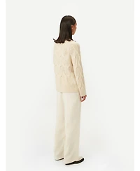 Gobi Cashmere Women's Ajour-Knit Cashmere Crew-Neck Sweater