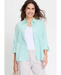 Olsen Women's Shirt with Rolled Sleeve Tab Detail