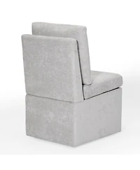 Modern Upholstered Chenille Armless Dining Chairs With Casters