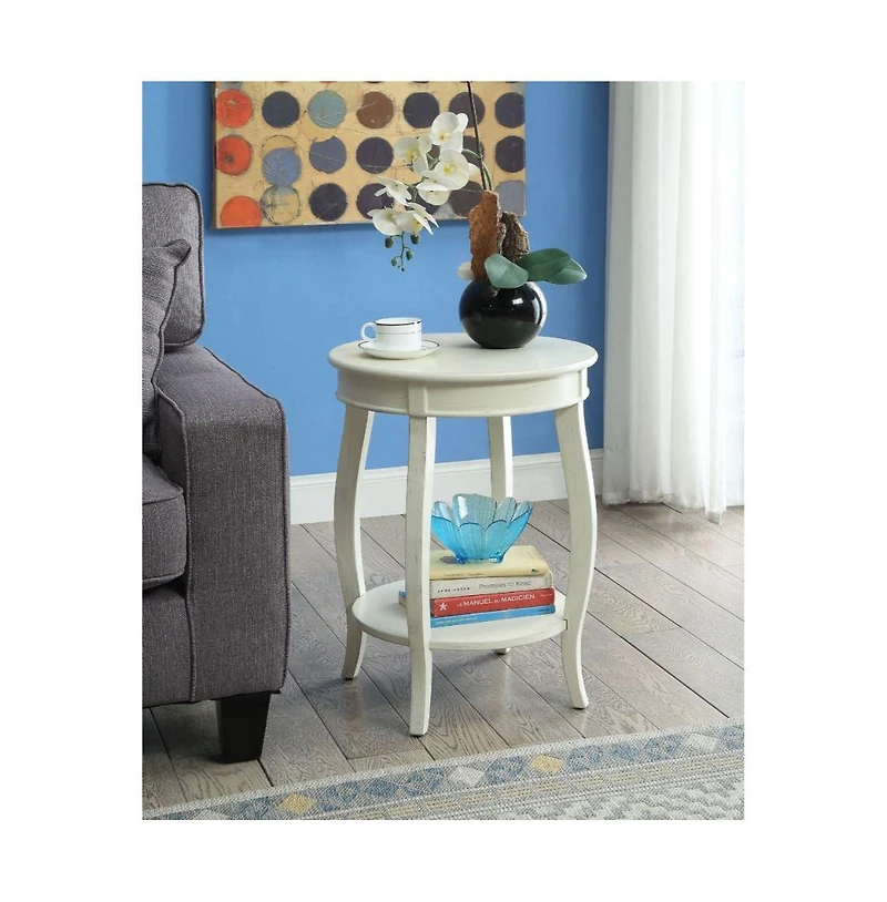 Round Solid Wood End Table with Shelf – Classic Design and Extra Storage