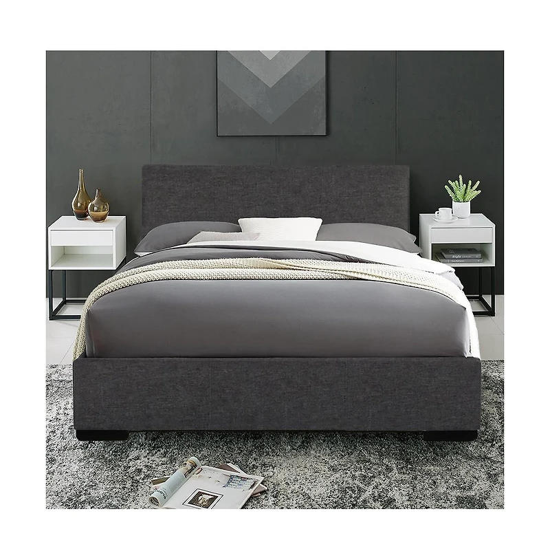 Polyester Blend Upholstered Bed Frame – Sturdy Manufactured Wood Design