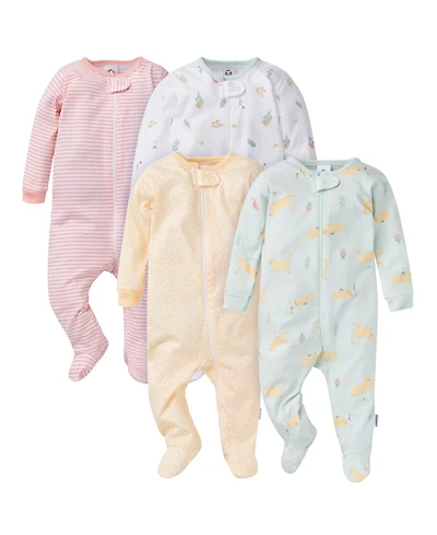 Gerber Baby Girls 4-Pack Sleep 'N Plays, Leopard, Newborn