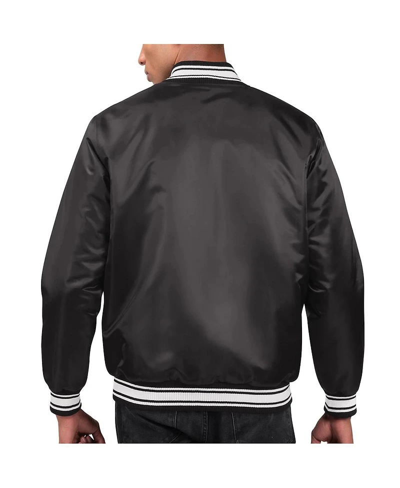 Men's Starter Black Washington Commanders Locker Room Satin Varsity Full-Snap Jacket