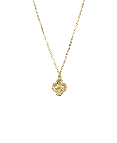 By Adina Eden Pave Outlined Ridged Clover Pendant Necklace
