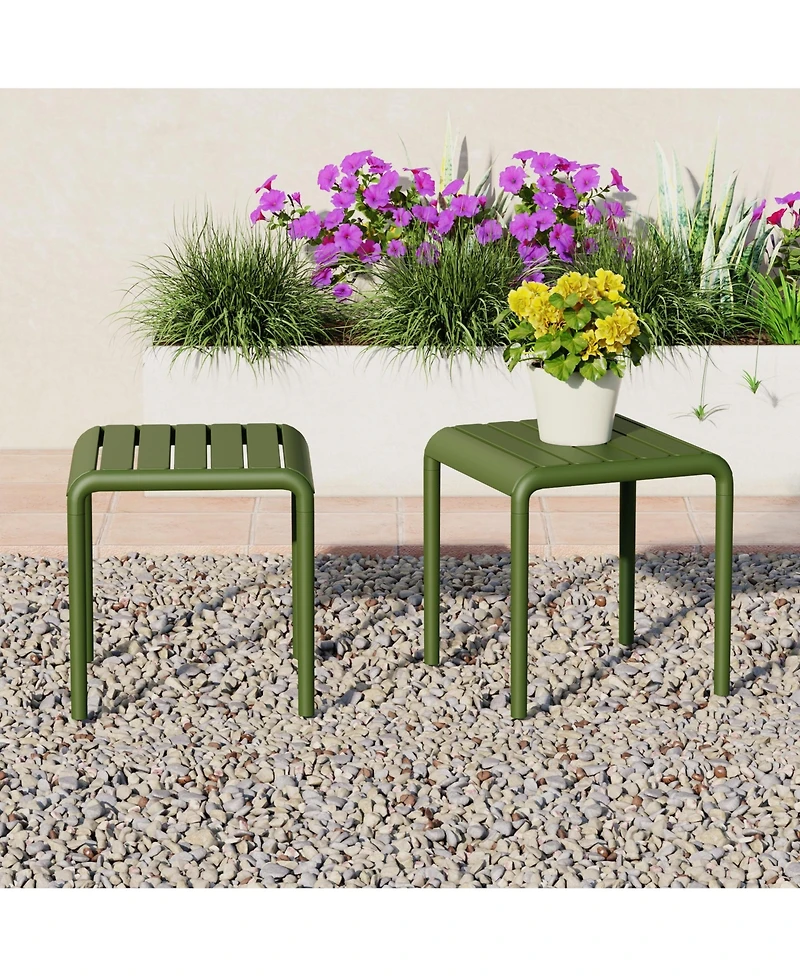Plastic Modern Outdoor Patio Accent Side Tables (Set of 2)