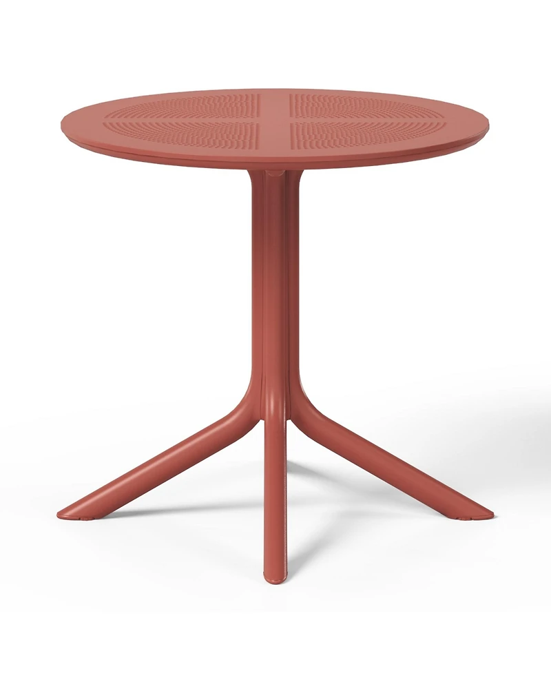 5-Piece Outdoor Resin Round Patio Dining Table Set with Modern Stackable Chairs