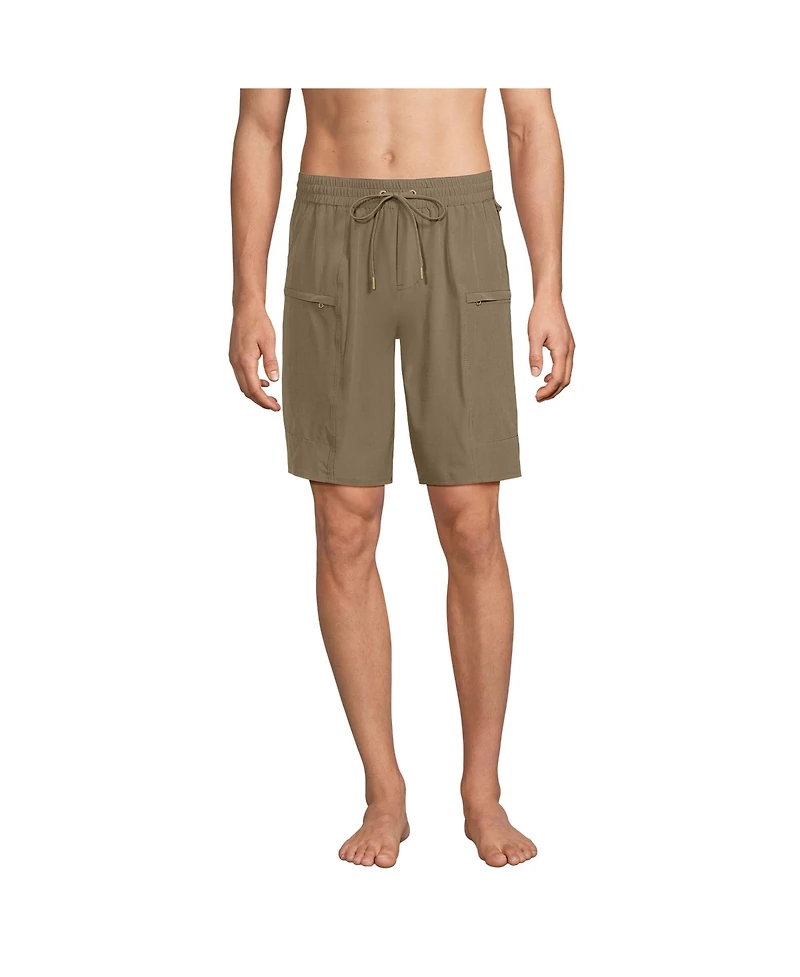Lands' End Big & Tall 9 Inch Packable Cargo Swim Shorts