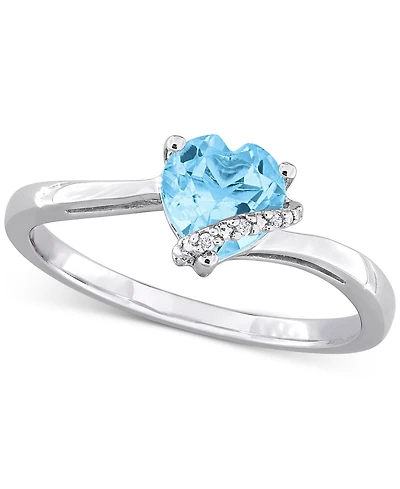 Gemstone Heart Ring Sterling Silver