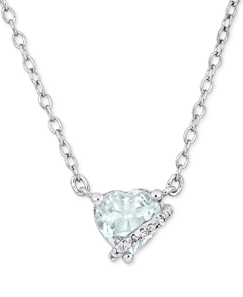 Gemstone Heart-Shaped Pendant Necklace Sterling Silver, 18"
