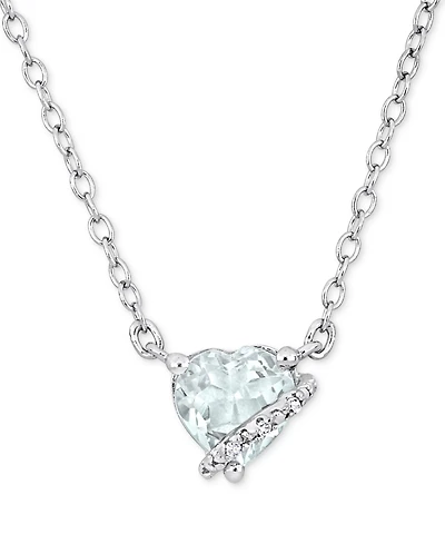 Gemstone Heart-Shaped Pendant Necklace Sterling Silver, 18"