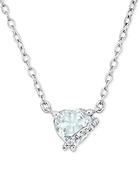 Gemstone Heart-Shaped Pendant Necklace Sterling Silver, 18"