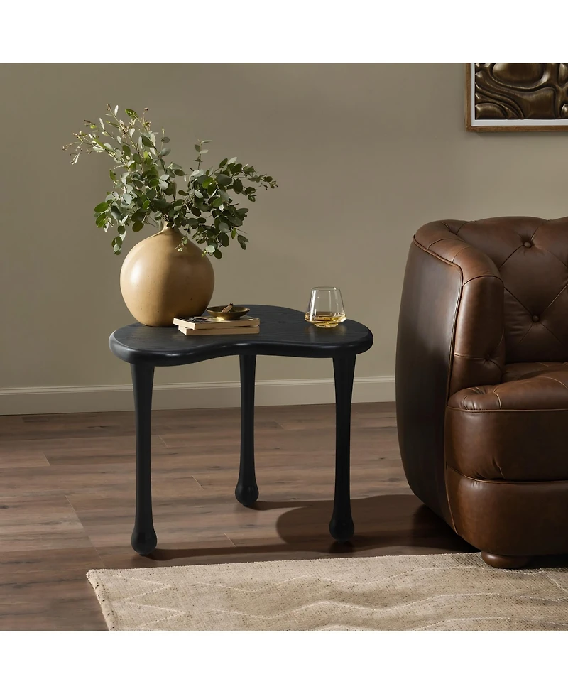 LuxenHome Black Wood Irregular Shape 19.9-Inch Tall Side Table