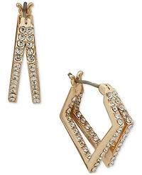 Karl Lagerfeld Paris Gold-Tone Pave Geometric Split-Hoop Earrings