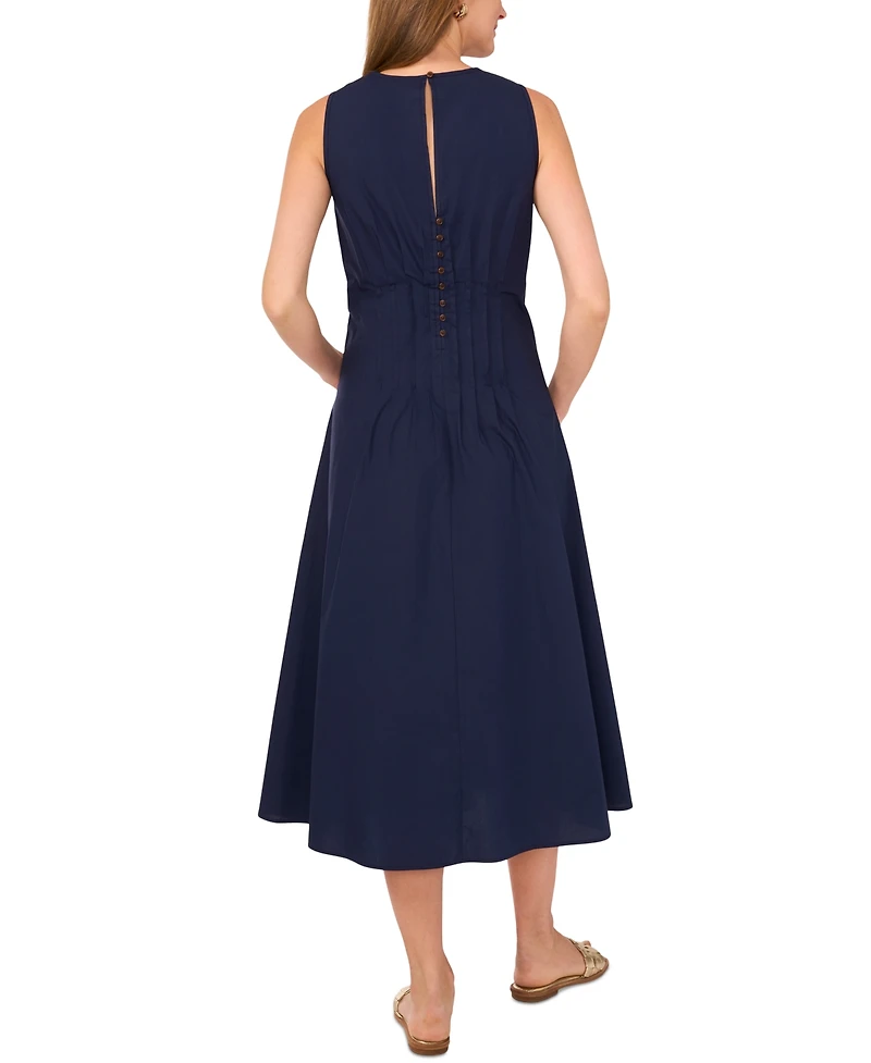 1.state Women's Sleeveless Pintuck Cotton Midi Dress
