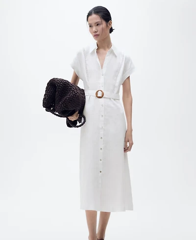 Mango Women's Linen Shirt Dress