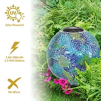 Sunnydaze Decor Glass Mosaic Garden Gazing Globe with Solar Light - 10 Blue