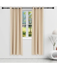 Room Darkening Curtain Panel with Grommet Top - 52 x 96 in. - Beige - Set of 2
