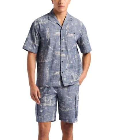 Mens Nautical Graphic Shirt Cargo Short