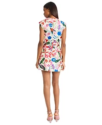 Donna Morgan Women's Floral-Print Extended-Shoulder Dress