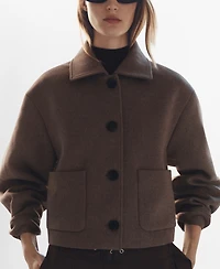 Mango Women's Pockets Detail Wool-Blend Jacket