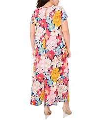 Msk Plus Size Printed Round-Neck Short-Sleeve Dress