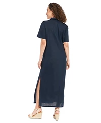 London Times Women's Spread-Collar Short-Sleeve Dress