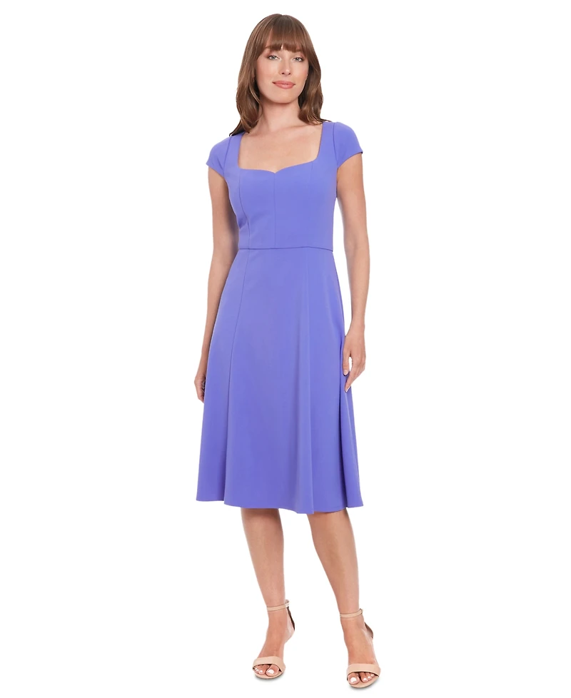 London Times Women's Sweetheart-Neck Cap-Sleeve Dress