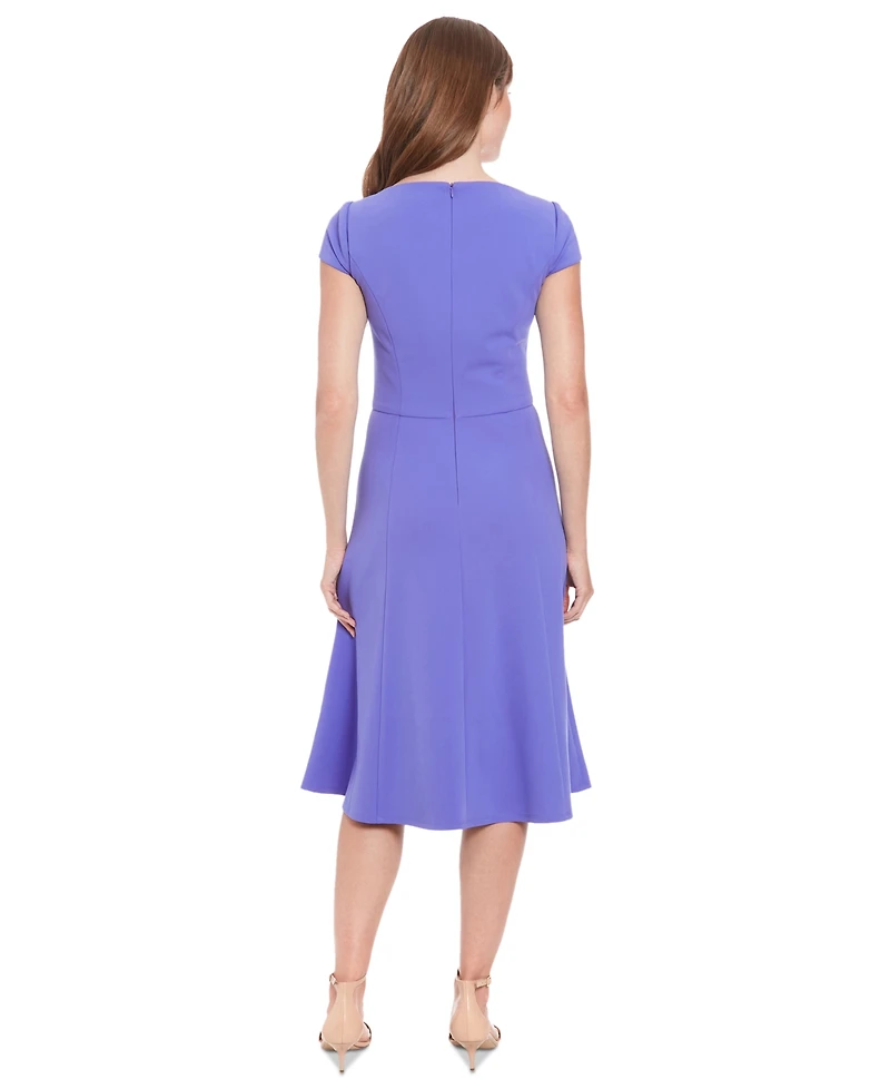 London Times Women's Sweetheart-Neck Cap-Sleeve Dress