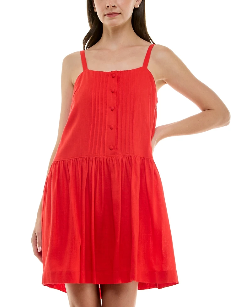 Taylor Petite Pintuck Square-Neck Mini Dress