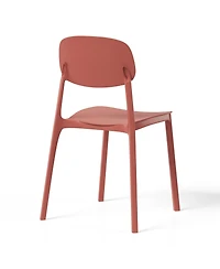 Modern Stackable Polypropylene Plastic Patio Dining Chair (Set of 2)