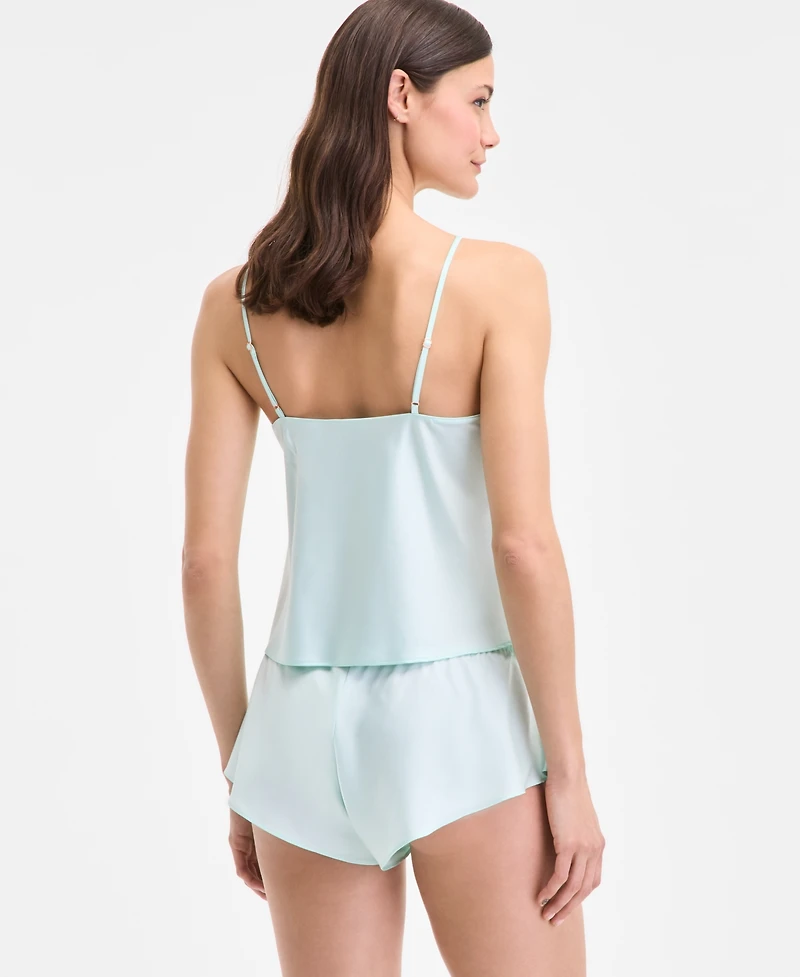 I.n.c. International Concepts Women's Lace-Trim Satin Cami Flutter Short Set, Exclusively at Macy's
