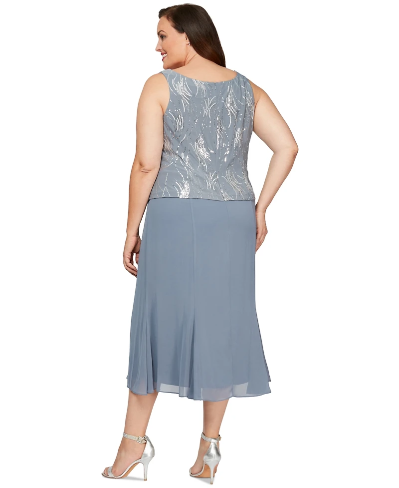 Alex Evenings Plus Sequin Jacket & Midi Dress