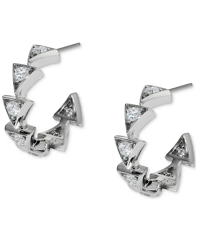 Eliot Danori Silver-Tone Small Cubic Zirconia Triangle C-Hoop Earrings, 0.87", Exclusively at Macy's