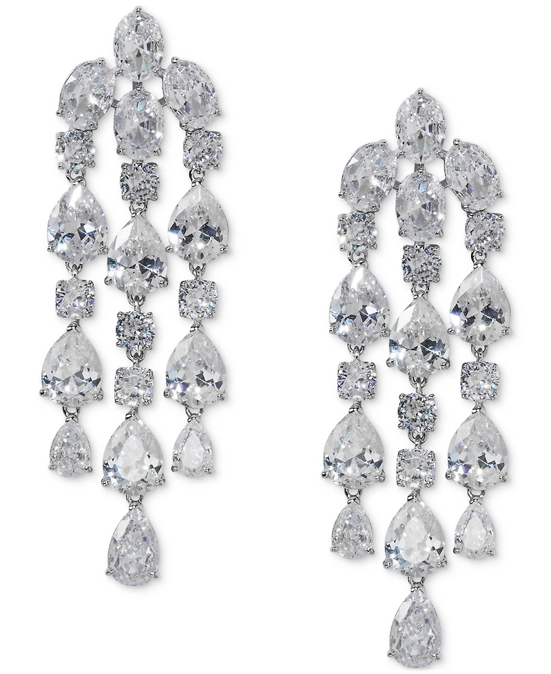 Eliot Danori Silver-Tone Cubic Zirconia Chandelier Earrings, Exclusively at Macy's