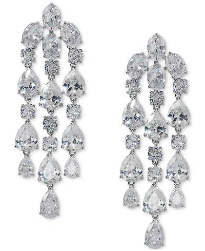 Eliot Danori Silver-Tone Cubic Zirconia Chandelier Earrings, Exclusively at Macy's