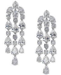 Eliot Danori Silver-Tone Cubic Zirconia Chandelier Earrings, Exclusively at Macy's