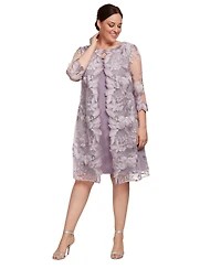 Alex Evenings Plus Embroidered Jacket Dress