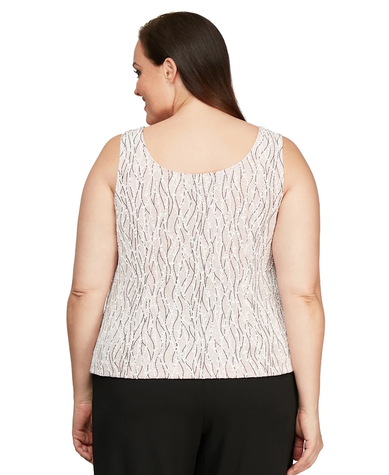 Alex Evenings Plus Size Mandarin-Collar Jacket & Top Set