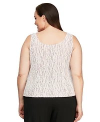 Alex Evenings Plus Size Mandarin-Collar Jacket & Top Set