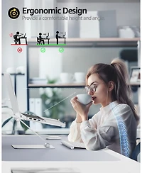 Urmust Foldable Laptop Stand, Height Adjustable Ergonomic Computer Stand for Desk, Aluminum Portable Laptop Riser Holder Mount Compatible with MacBook
