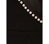 Adrianna Papell Women's Imitation Pearl Crepe Tuxedo Jumpsuit