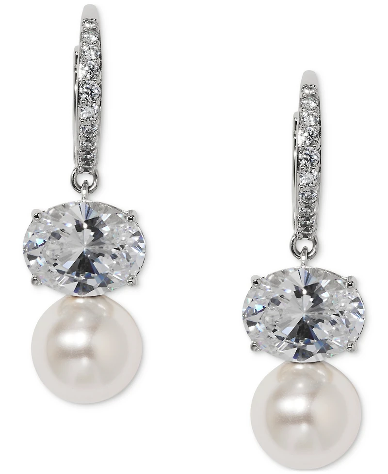 Eliot Danori Cubic Zirconia & Imitation Pearl Drop Earrings, Exclusively at Macy's