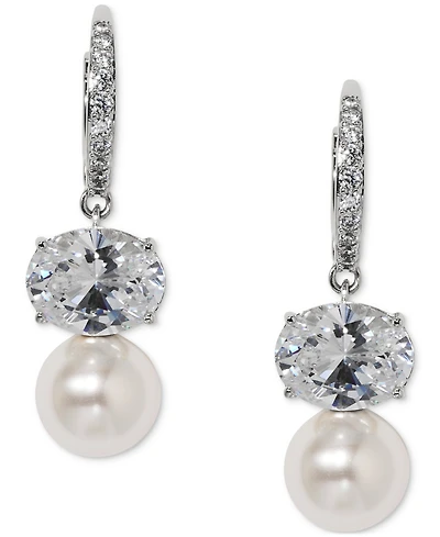 Eliot Danori Cubic Zirconia & Imitation Pearl Drop Earrings, Exclusively at Macy's