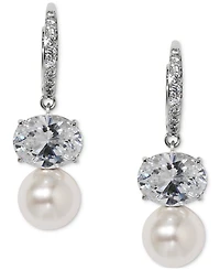 Eliot Danori Cubic Zirconia & Imitation Pearl Drop Earrings, Exclusively at Macy's